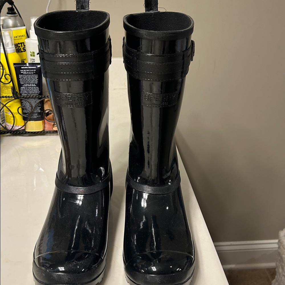Sperry Top-Sider Rain Boots Womens‎ 11 M Walker Atlantic Black Rubber STS82562
